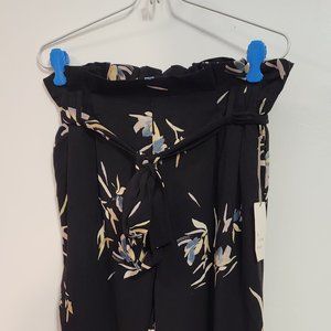 A New Day Women's Pants Medium Flower Print Black/Cream